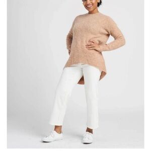 Universal Standard Melissa High Low Pullover Wool Mohair Knit Sweater Camel Tan